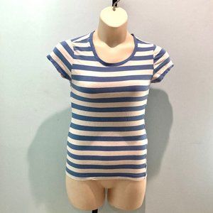 Pre-Owned Women’s Blue & White Striped Tee frim Ambiance - Size L